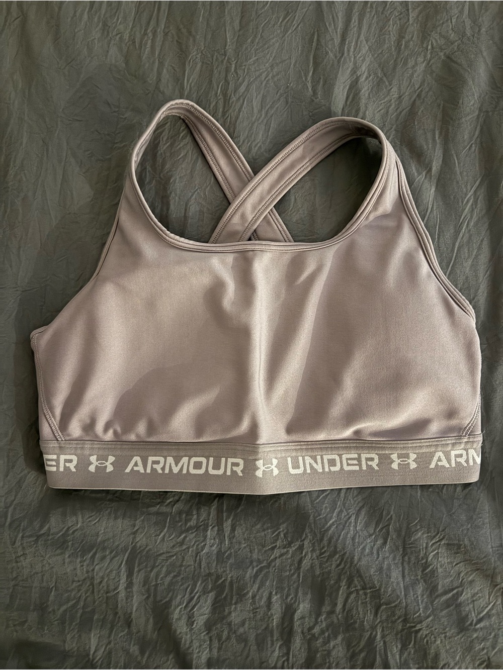 Under Armour Taupe Crossback Sports Bra with Logo Band